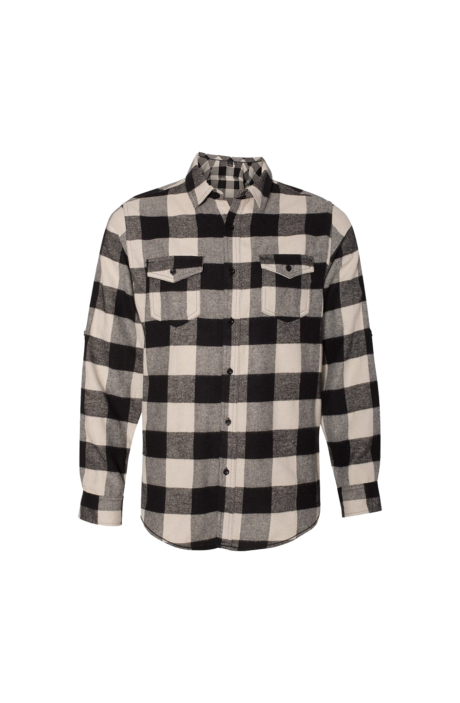 Blueberry Mint Long-Sleeve-Flannel-Ecru-And-Black